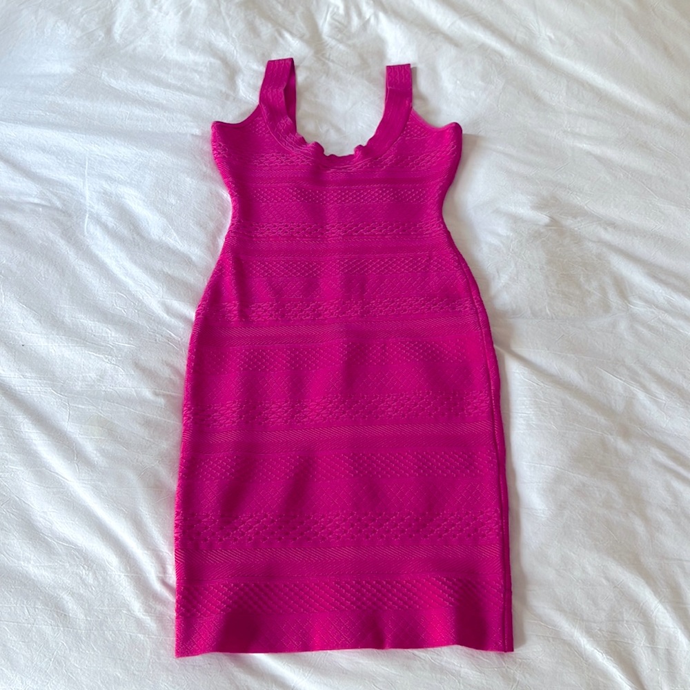 HERVE LEGER  party dress - magenta